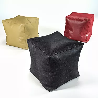 Vintage Leather Pouf 3D model image 1 