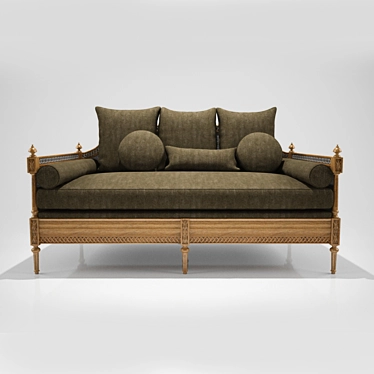 Elegant French Cane Sofa Bed 3D model image 1 