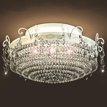 Elegant Ivory Chandelier with 8 Crystal Lights 3D model image 1 