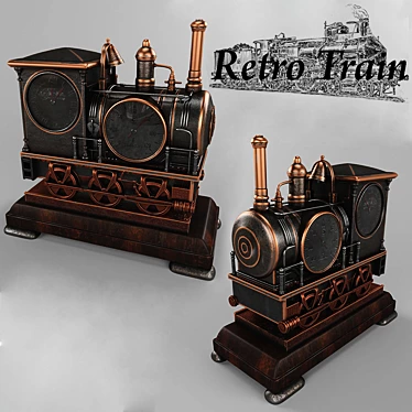 Retro Steam Train Thermometer 3D model image 1 