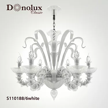 Dazzling White Glass Chandelier 3D model image 1 