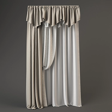 Elegant Curtain Set with Lambrequins 3D model image 1 