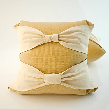 Title: Bow Embellished Linen Pillow 3D model image 1 