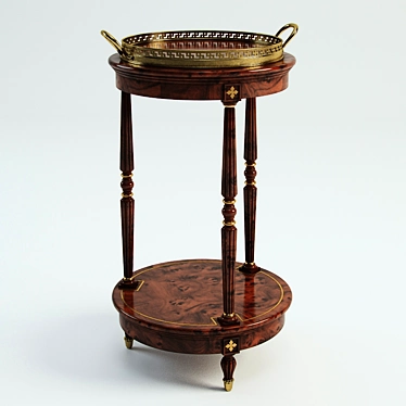 Elegant Mahogany & Brass Side Table 3D model image 1 