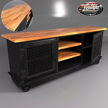 Vintage Boxcar: Industrial Chic Media Console 3D model image 1 