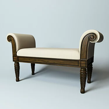 Plush Upholstered Bedside Stool 3D model image 1 