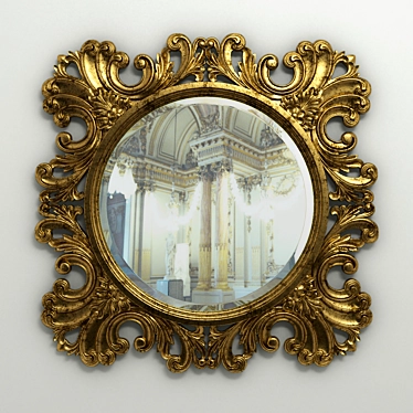 Elegant Circular Mirror Engraving 3D model image 1 