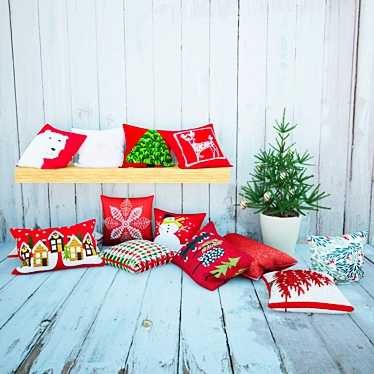 Cozy Cushions & Festive Fir 3D model image 1 