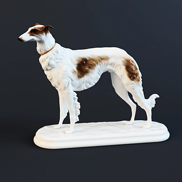 Elegant Borzoi Dog Statuette 3D model image 1 