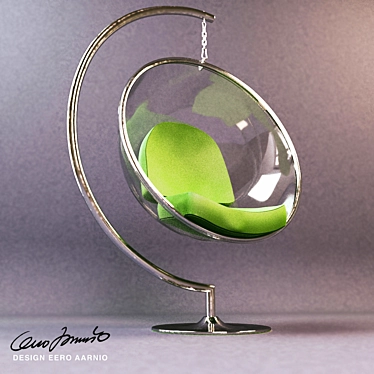 Sleek Acrylic & Steel Bubble Chair 3D model image 1 
