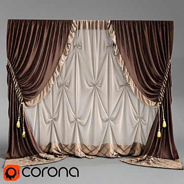 Classical Style Unique Curtain 3D model image 1 