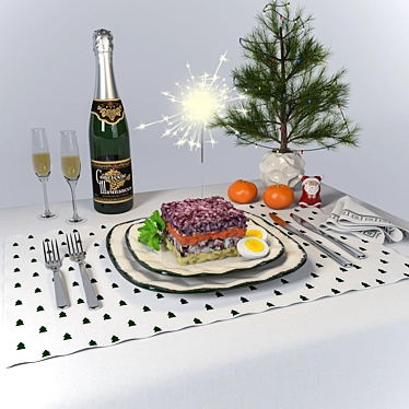  Festive "New Year" Salad Set 3D model image 1 