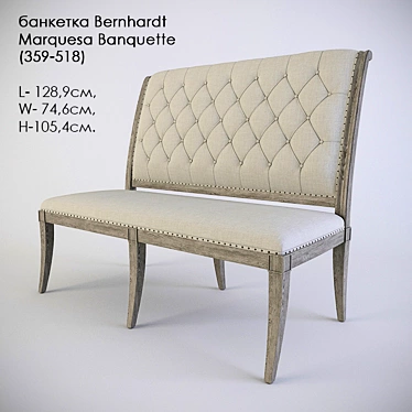 Elegant Bernhardt Marquesa Banquette: Luxury Seating with Timeless Design 3D model image 1 
