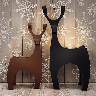 Elegant Deer Candlesticks 3D model image 1 