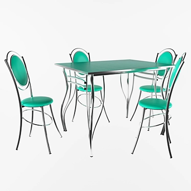 Elegant Table and Chairs Set 3D model image 1 