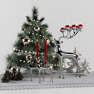 Holiday Deer Candle Christmas Decor 3D model image 1 
