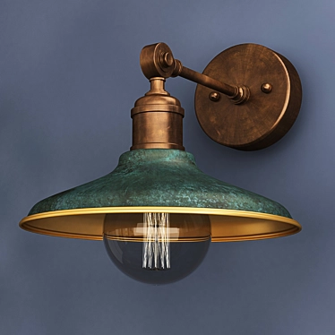 Green Patina Brass Wall Light 3D model image 1 