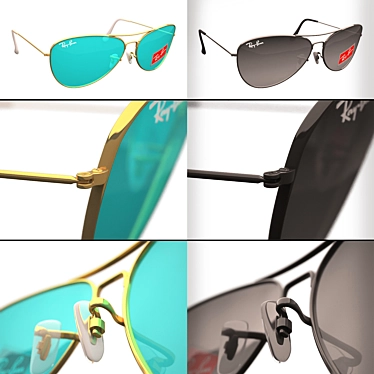 Stylish Aviator Sunglasses by Ray Ban 3D model image 1 