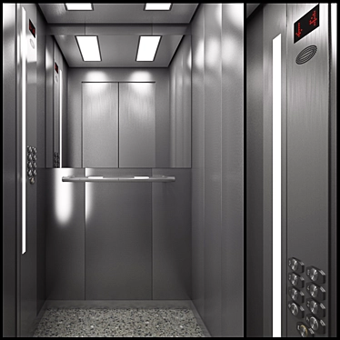 Sleek Stainless Steel OTIS NEVA Elevator 3D model image 1 