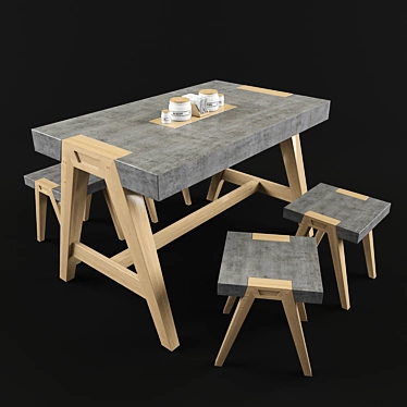 Modern Dining Table Set 3D model image 1 