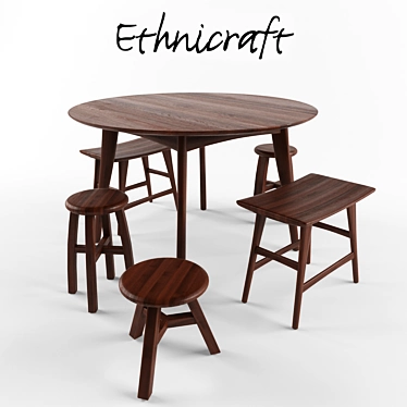 Sleek and Stylish: Ethnicraft Osso Dining Set 3D model image 1 