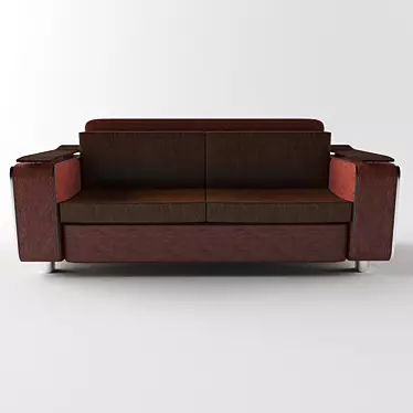 Leather Sofa with Integrated Shelves 3D model image 1 