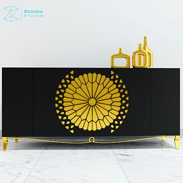 Elegant Neoclassic Sideboard - 175cm 3D model image 1 