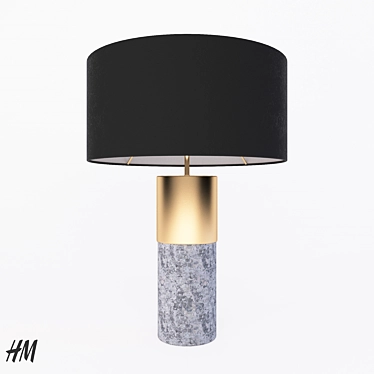 Minimalist Concrete & Brass Lamp 3D model image 1 