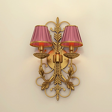 Classic Dual-Arm Sconce with Fabric Shades 3D model image 1 
