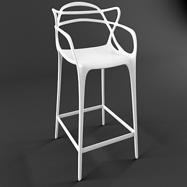 Elegant White Plastic Bar Stool 3D model image 1 