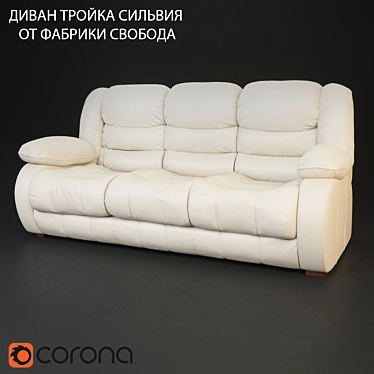 Silvio Fabric Three Seater Sofa 3D model image 1 