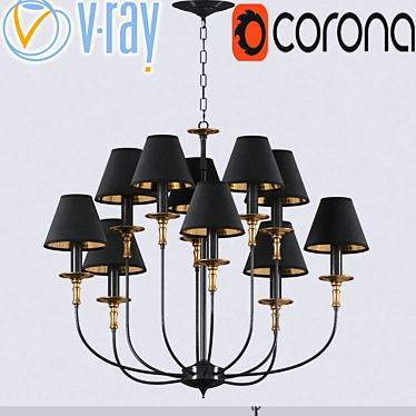 European Retro Minimalist Chandelier 3D model image 1 