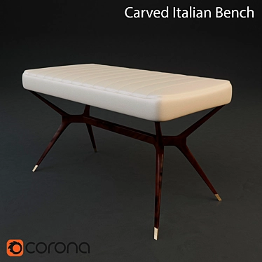 Mid-Century Italian Carved Bench 3D model image 1 