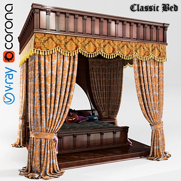 Classic Canopy Bed 3D model image 1 