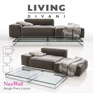 NeoWall Sofa Set: Living Divani + Wall2 Table 3D model image 1 