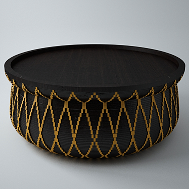 Handwoven Cane Coffee Table 3D model image 1 