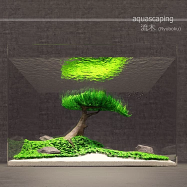 Natural Aquascape Ryoboku - Miniature Bonsai-inspired Aquarium 3D model image 1 