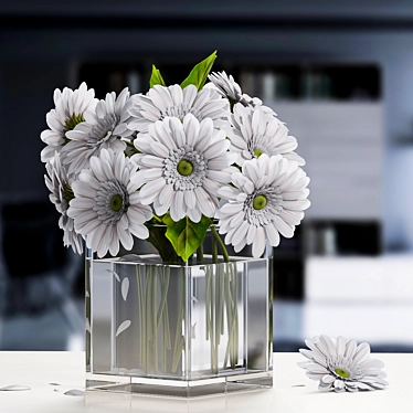 Pure Bliss: White Gerbera Flower 3D model image 1 