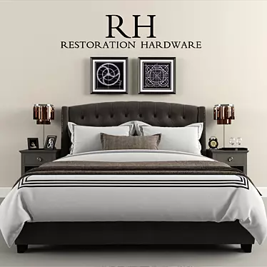Restoration Hardware Warner Tufted Bed 3D model image 1 