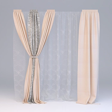 Elegant Sheer Curtain 3D model image 1 