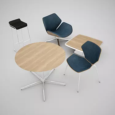 Zanotta Otto Bar-Stool: Chairs and Tables 3D model image 1 