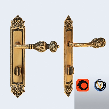 Sleek Metallic Door Handle 3D model image 1 