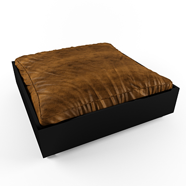 Modern Leather Pouf: Sleek, Stylish Comfort 3D model image 1 