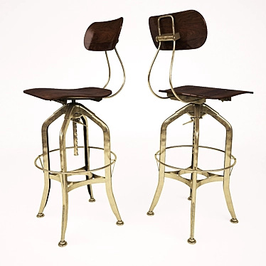 Industrial Classic Toledo Wooden Bar Stool 3D model image 1 