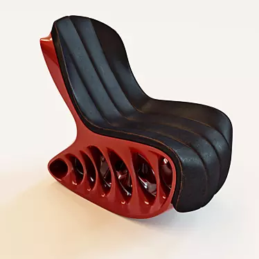 Vintage Leather Rocking Chair 3D model image 1 