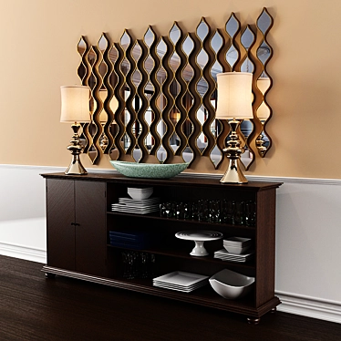 Versatile Dresser Set with Lamps 3D model image 1 