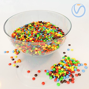 Deep Glass Bowl with M&M's 3D model image 1 