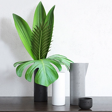 Exotic Leafy Vase: Tropical Bliss! 3D model image 1 