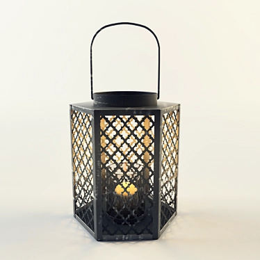 Elegant Grey Metal Lantern 3D model image 1 