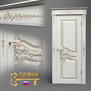 Classic White Wooden Interior Door 3D model image 1 